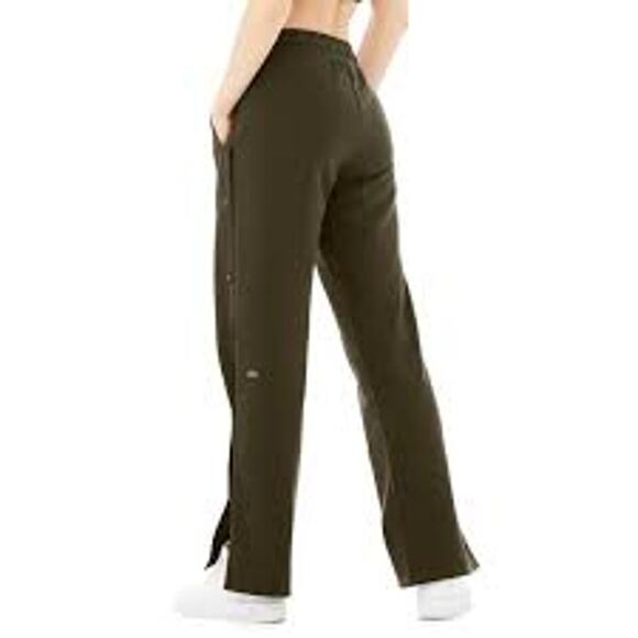 ALO YOGA Courtside Tearaway Snap Pants Olive Green L - Picture 4 of 6